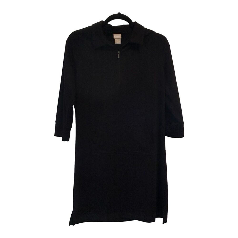 Chico’s Zenergy Half-zip Dress Black Misses Size 0 (US S/4) LBD Active Pockets